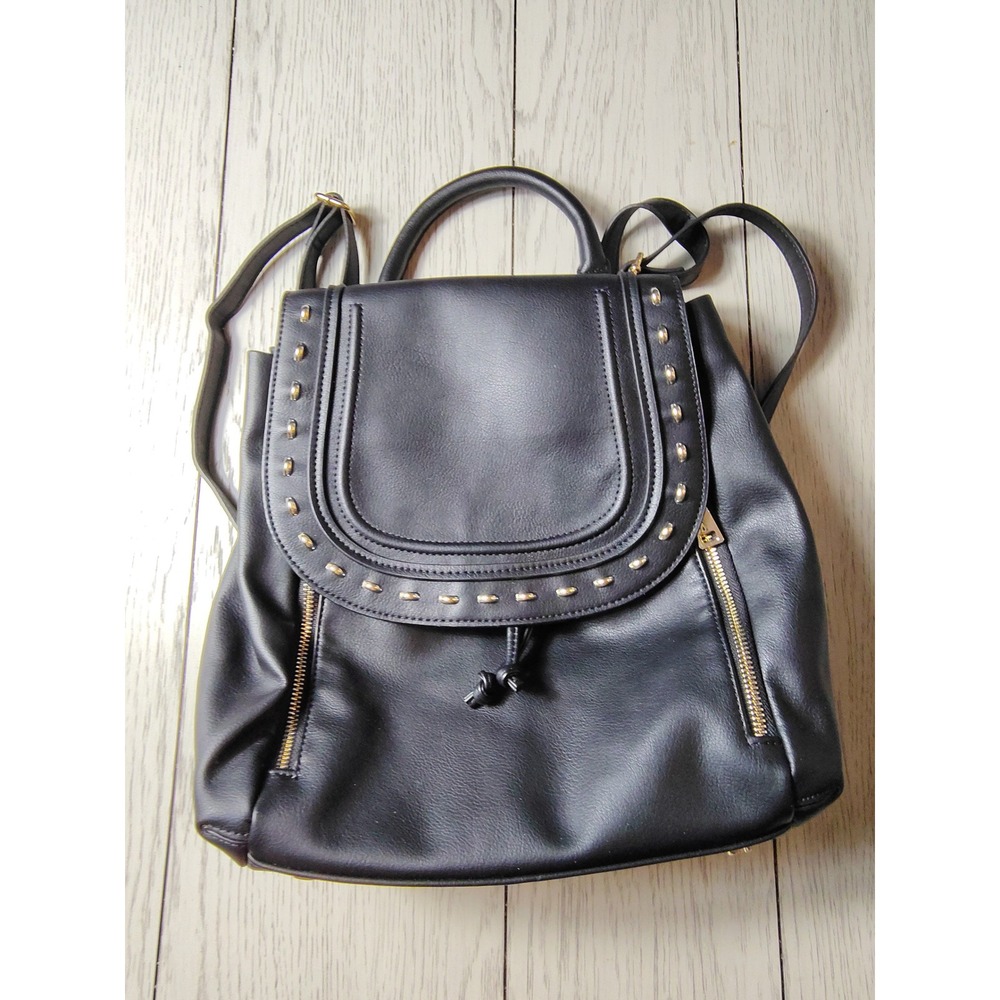 INC International Concepts Karissaa Black Studded Faux Leather Backpack NEW